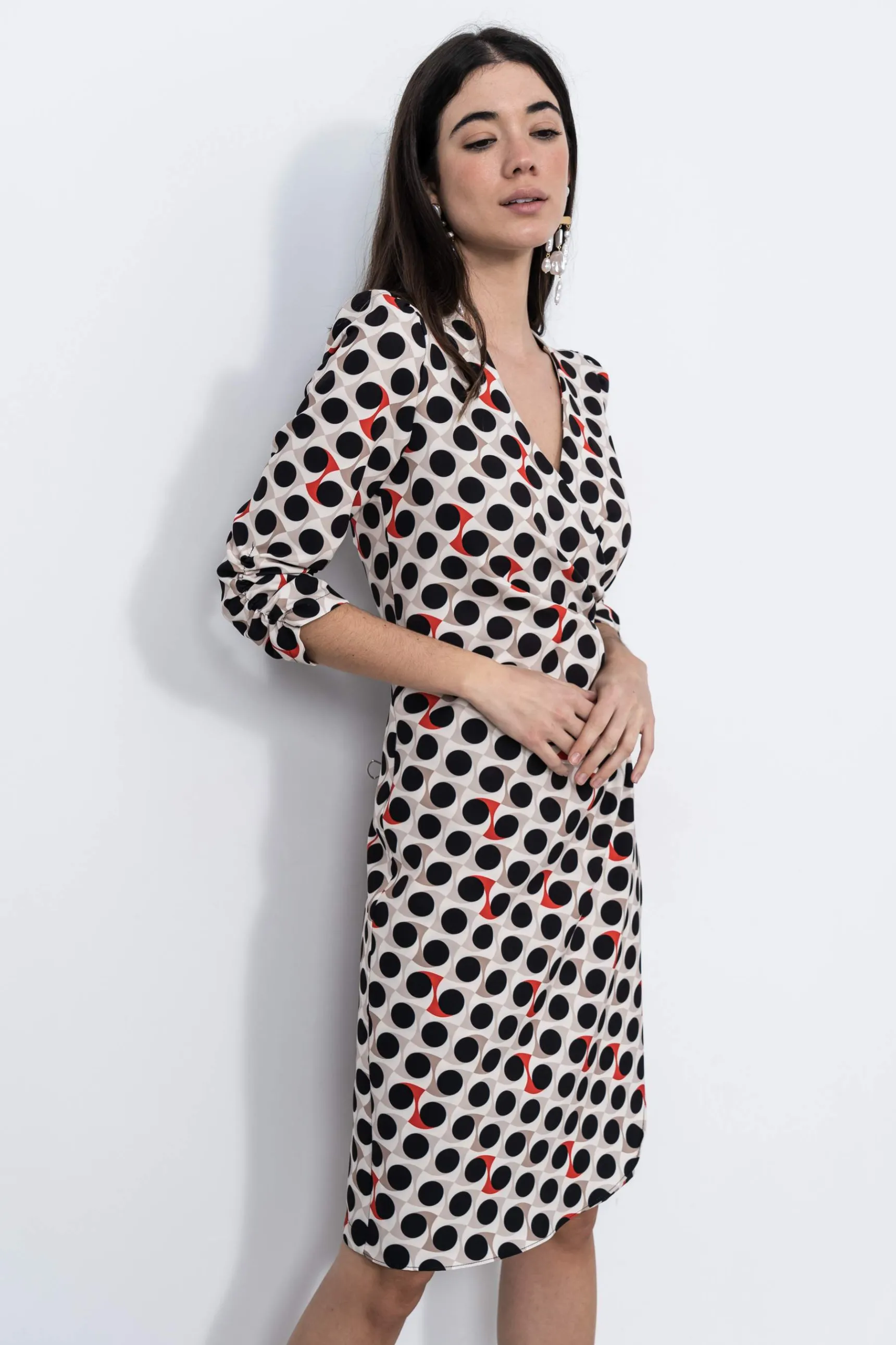 vestido_geomtricos_recogi_6.webp Precchio Vestidos<VESTIDO GEOMÉTRICOS RECOGIDO