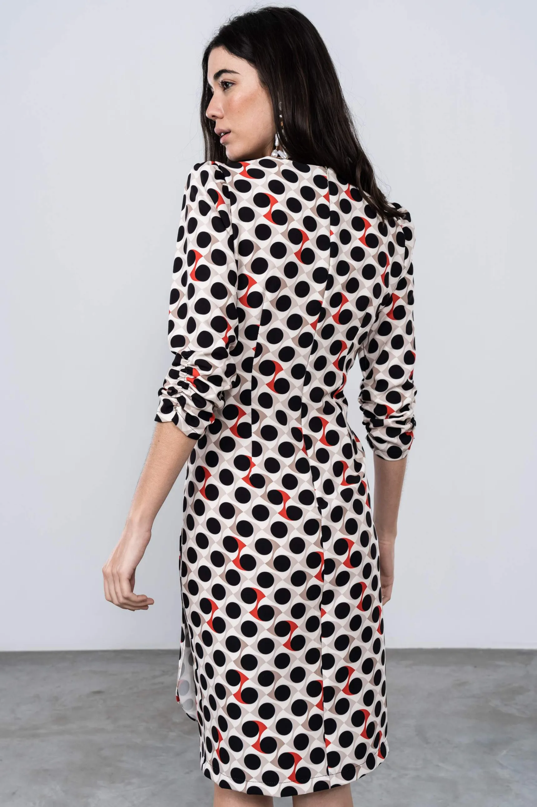 vestido_geomtricos_recogi_7.webp Precchio Vestidos<VESTIDO GEOMÉTRICOS RECOGIDO