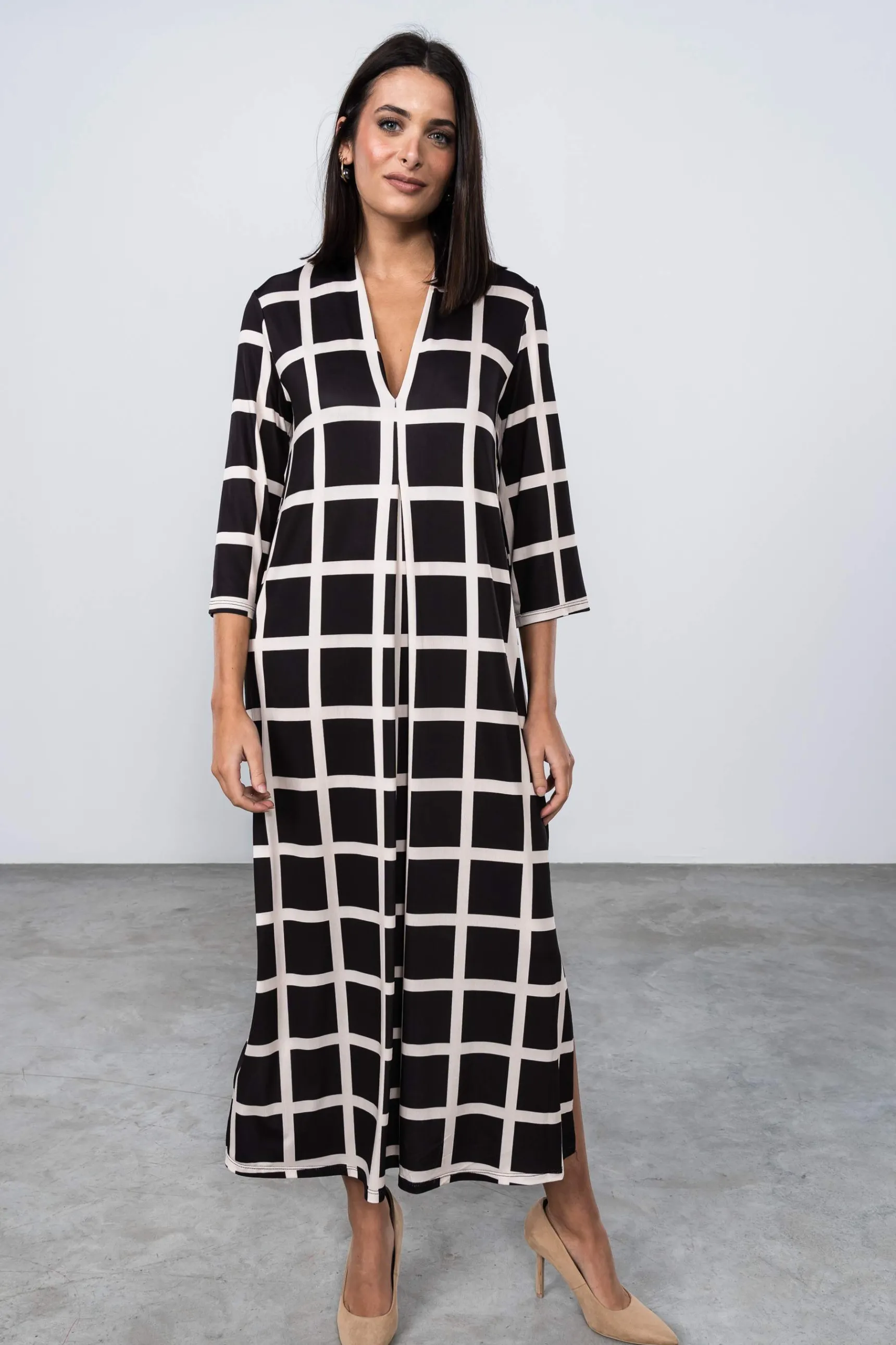 vestido_largo_tabla_cuadr_6.webp Precchio Vestidos<VESTIDO LARGO TABLA CUADROS