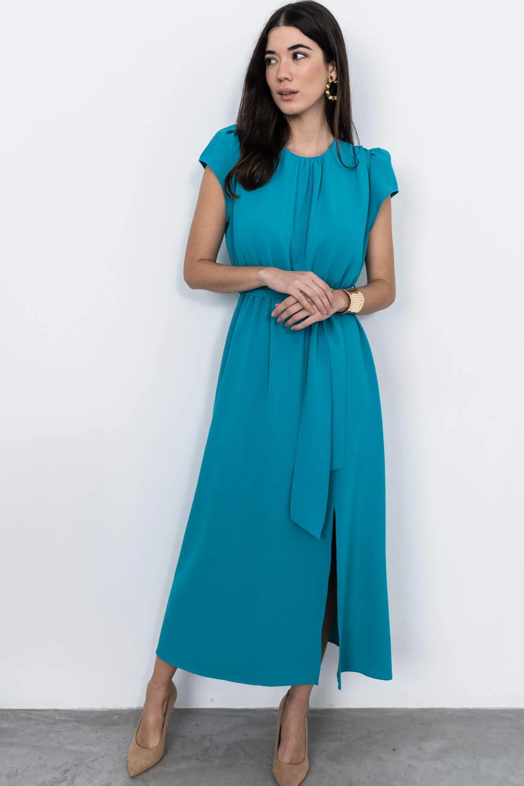 Precchio Vestidos<VESTIDO MANGA CORTA LAZADA ESMERALDA