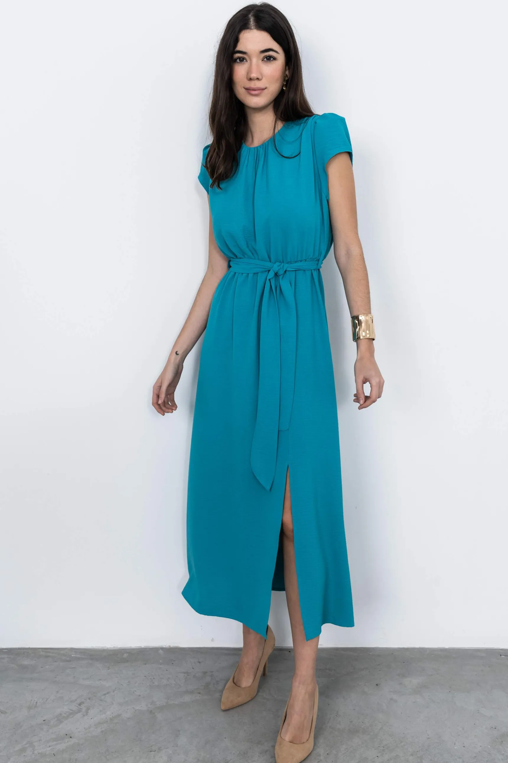 vestido_manga_corta_lazad_8.webp Precchio Vestidos<VESTIDO MANGA CORTA LAZADA ESMERALDA