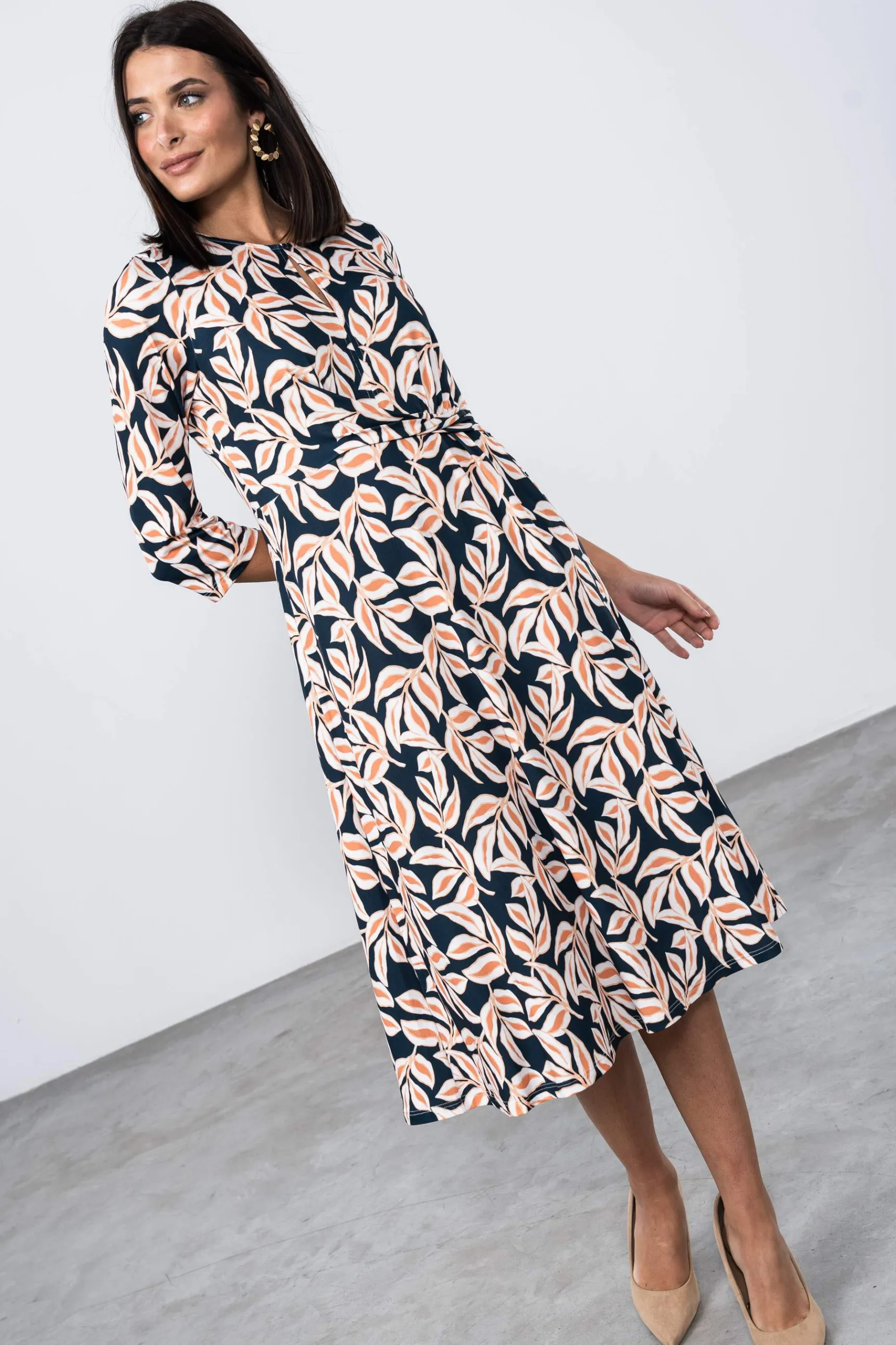 Precchio Vestidos<VESTIDO RECOGIDO HOJAS
