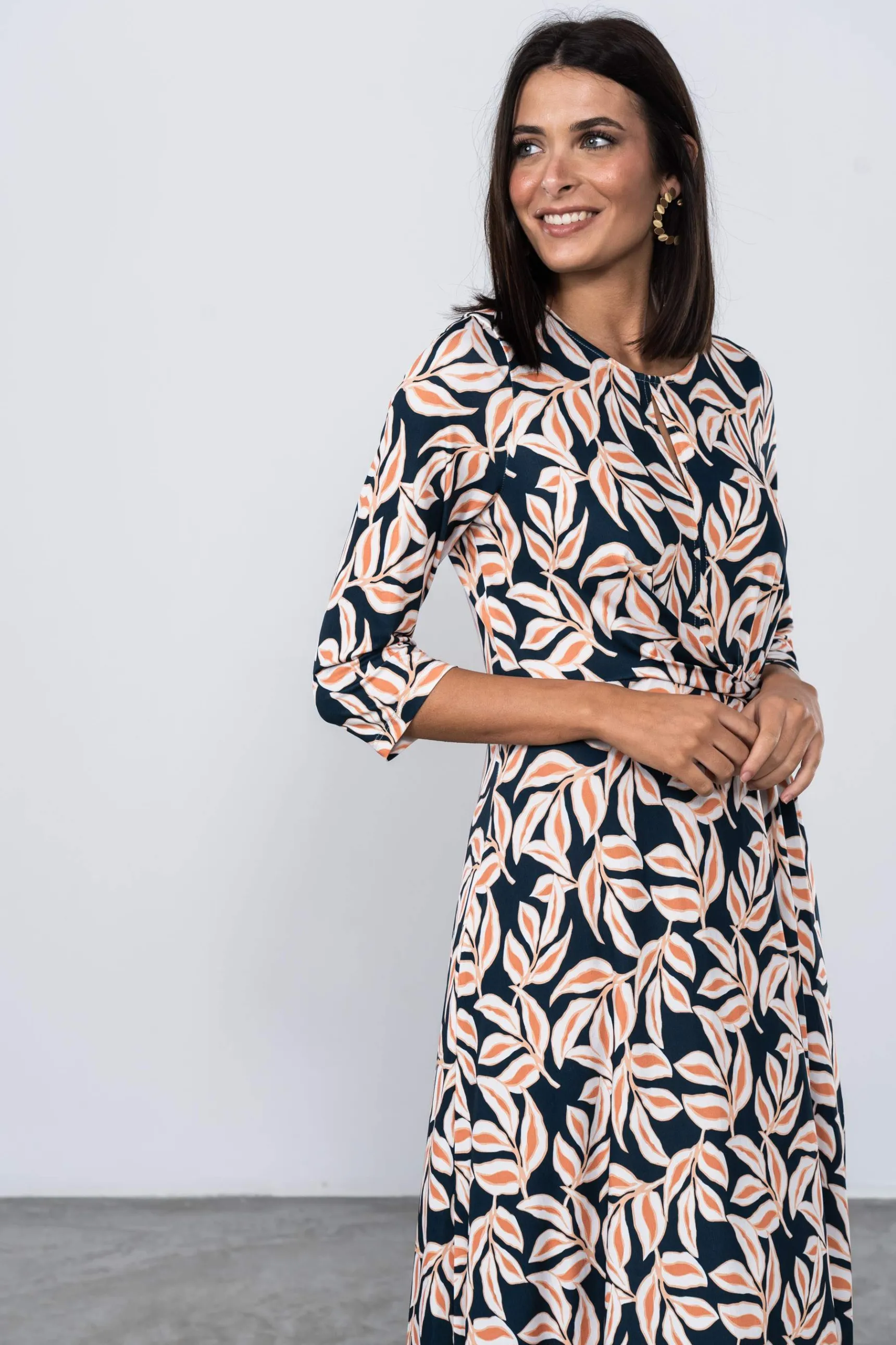 vestido_recogido_hojas_4.webp Precchio Vestidos<VESTIDO RECOGIDO HOJAS